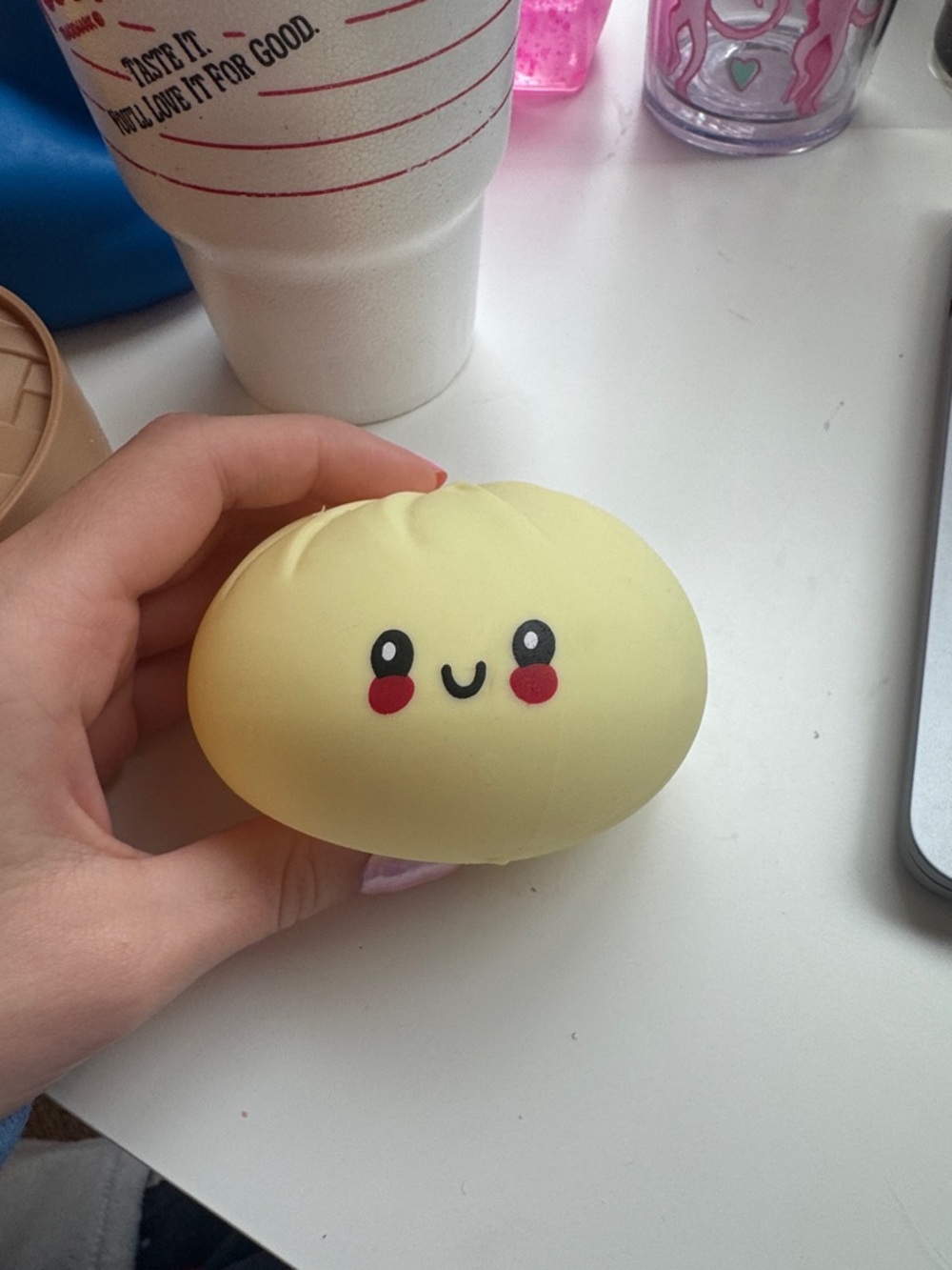 Mystery Dumpling Squishy in Cream with Tan Case - Picture 2 of 3